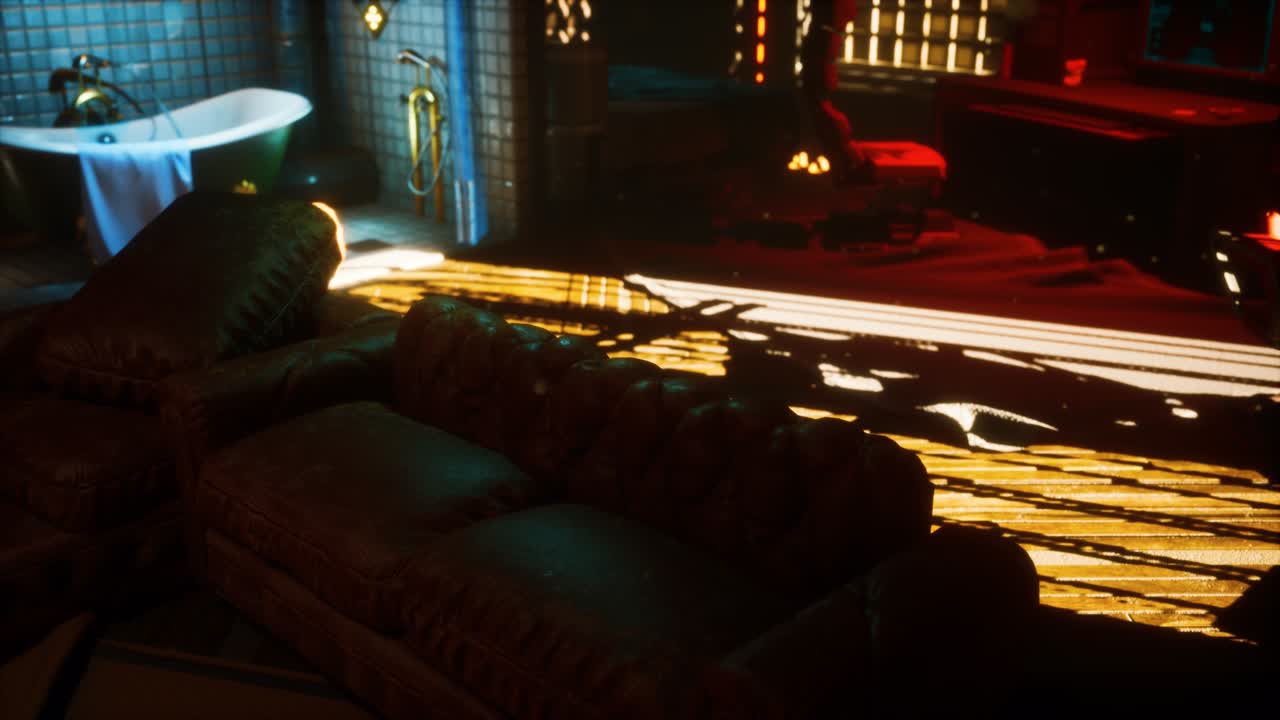 fi 네온 조명과 함께 미래형 인테리어