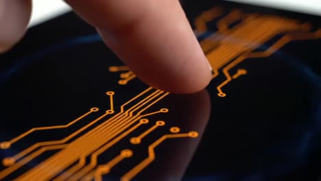 an engaging exploration of interactive technology highlighting touch sensitivity on a circuit board inspired digital interface with dynamic visual effects