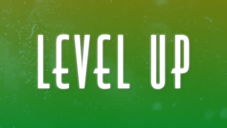 level up text animation over green and yellow gradient background
