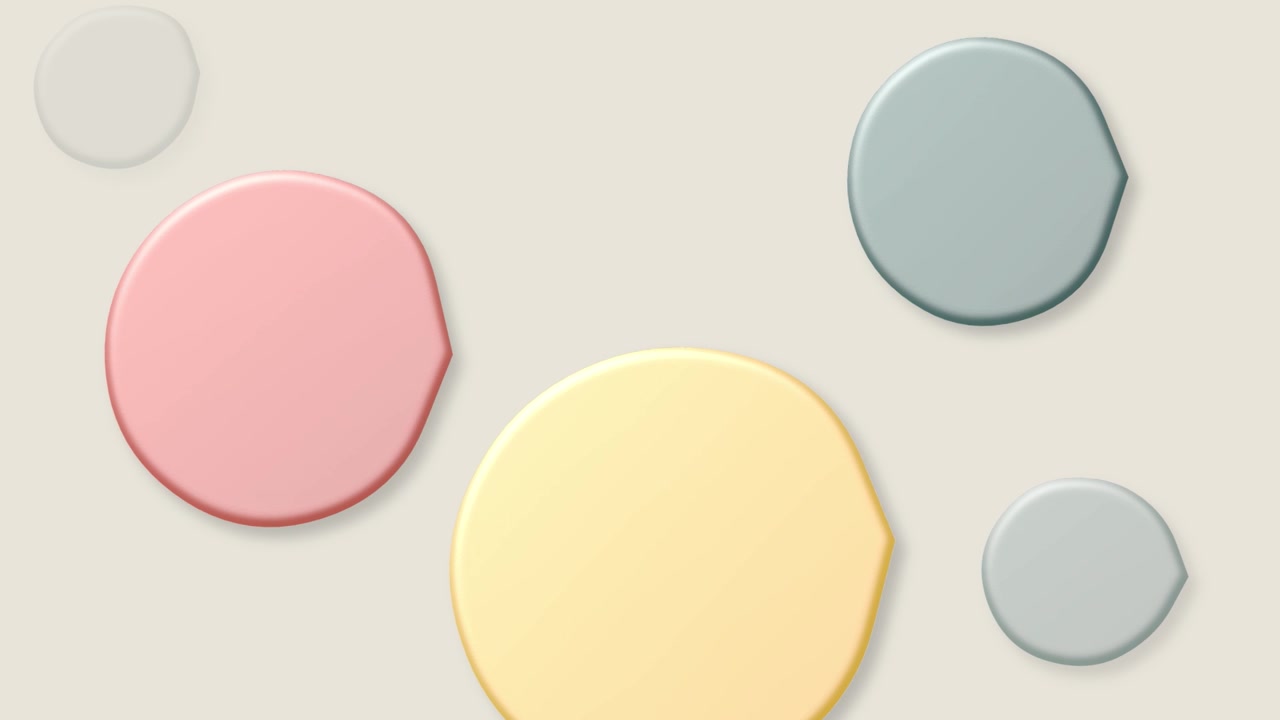 Abstract Animation of Colorful Floating Circles on Beige Background