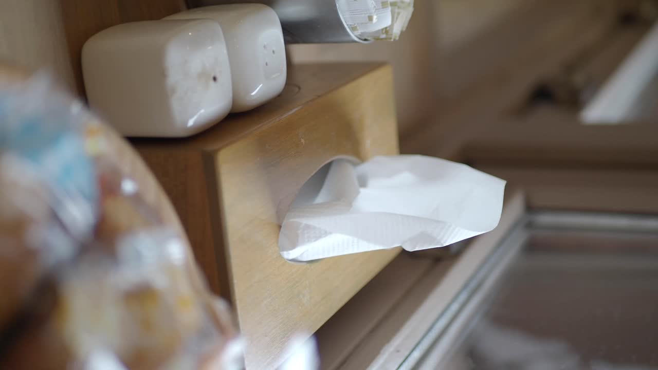 Person taking tissue from box