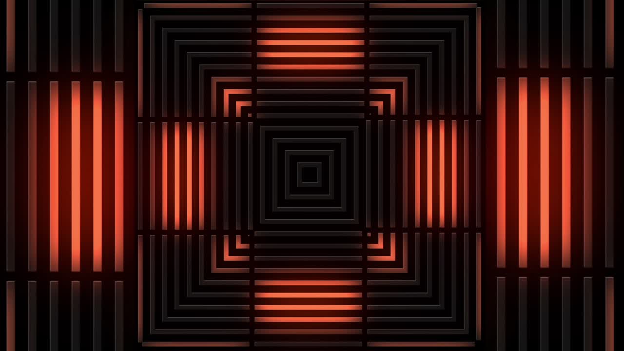 Abstract Geometric Pattern with Red Neon Lights