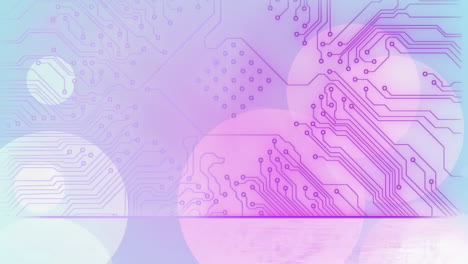 animación del procesamiento de datos en una placa de circuito luminoso de computadora