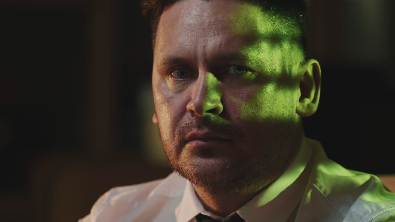 Serious Man At Work In Evening