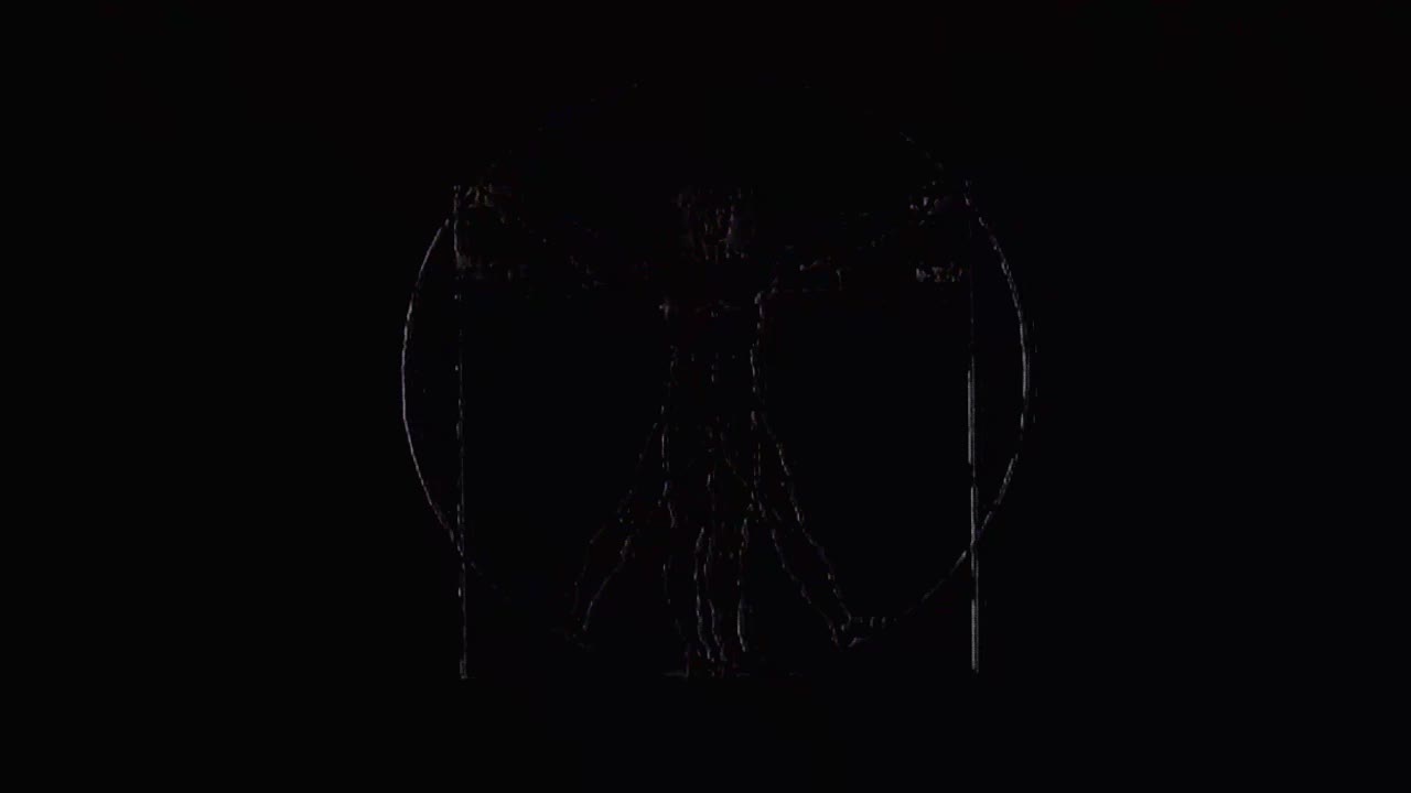 símbolo del hombre vitruviano con barras grises negras y blancas parpadeantes