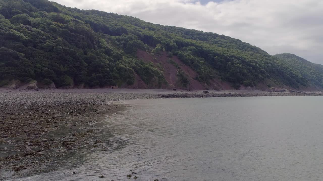 Scenic Coastal Landscape with Rocky Beach and Green Forest