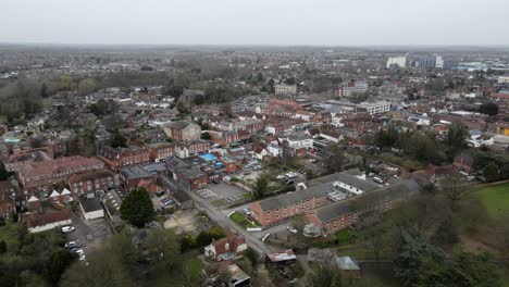 Witham-High-Town-Center-Essex-Reino-Unido-Imágenes-Aéreas-4k