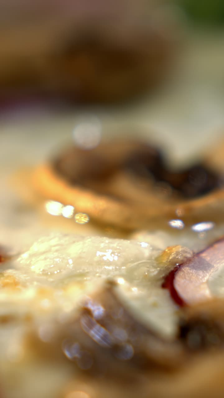 Close-up of a mushroom pizza