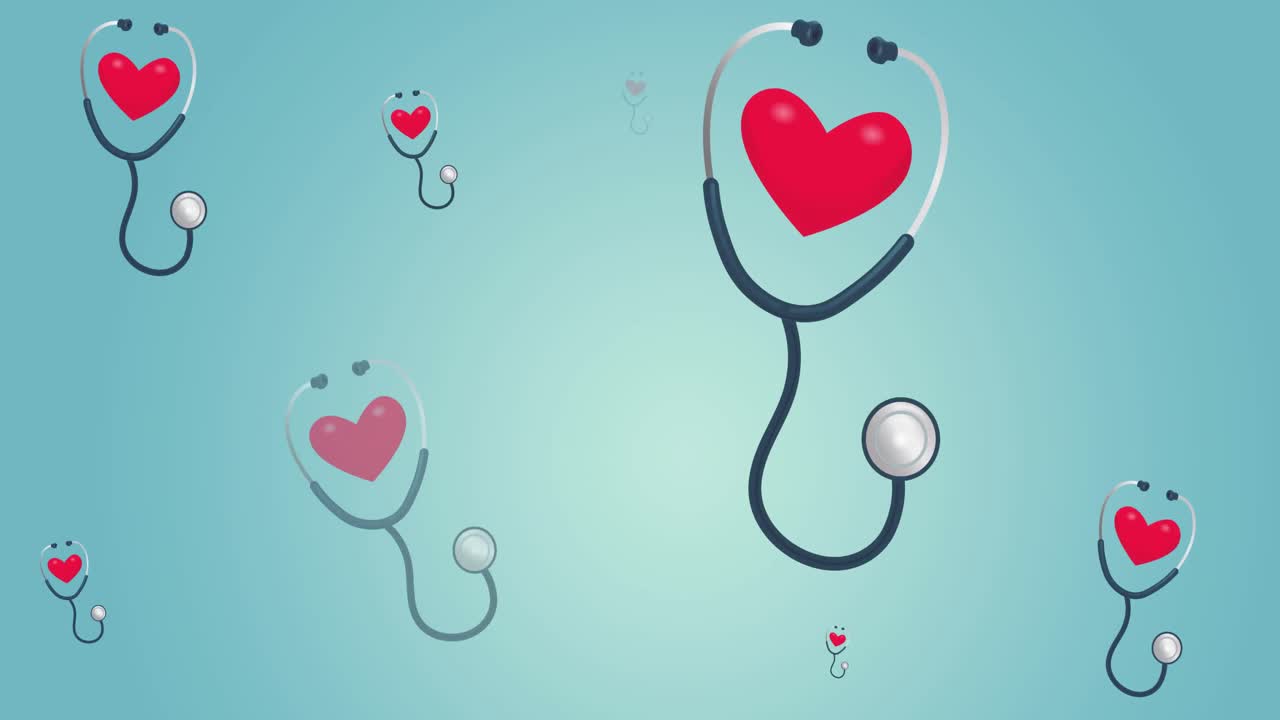 파란색 배경에 있는 심장 아이콘의 애니메이션