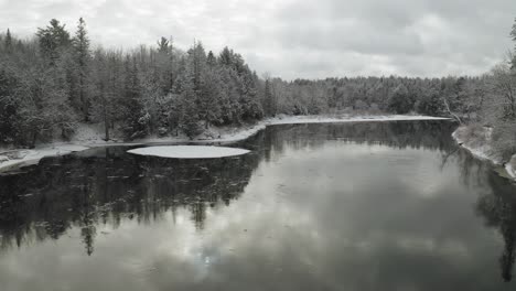 Piscataquis-river-seen-by-drone-flying-at-low-altitude