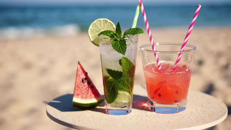 refreshing summer cocktails on the beach