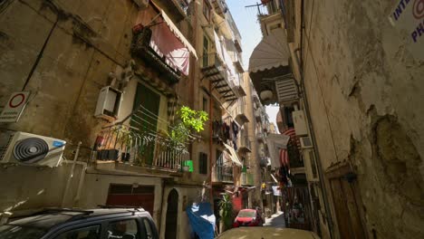 wide angle clip on a gimbal of the historic district in naples - quartieri spagnoli - 01