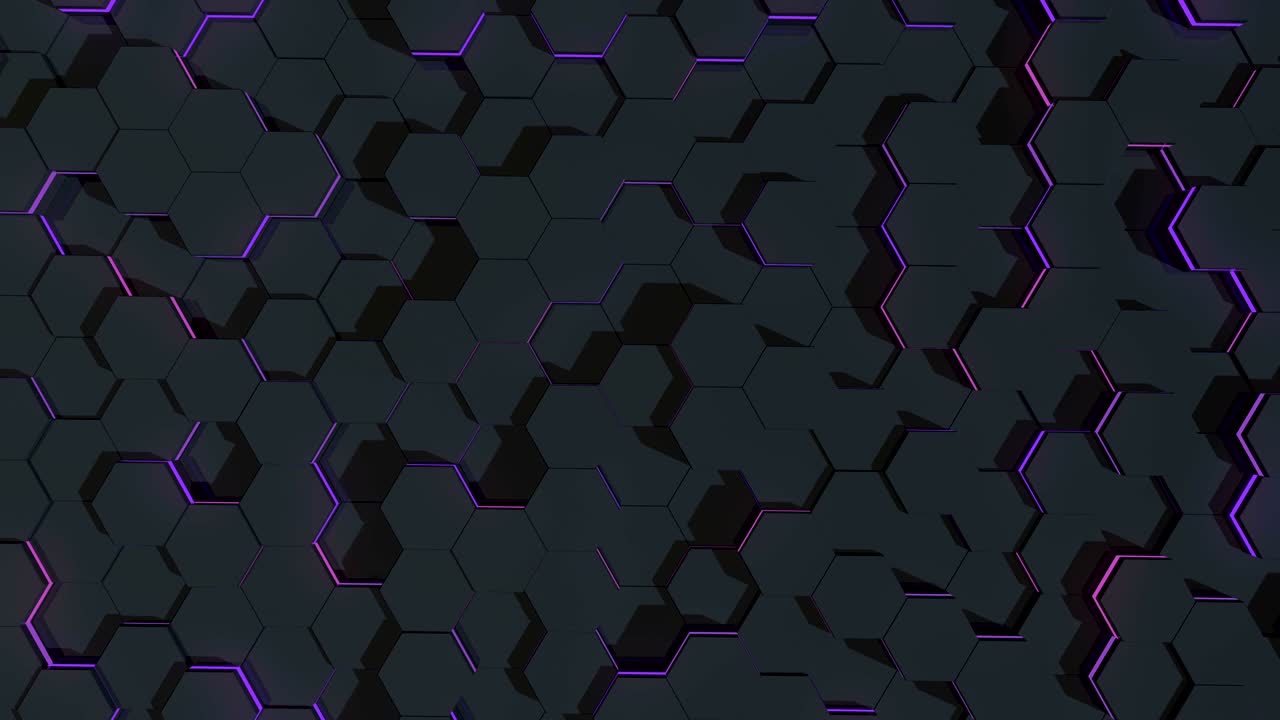 Fundo hexagonal abstrato brilhante. Voando sobre os hexágonos luminosos. Sequências de loop contínuo.