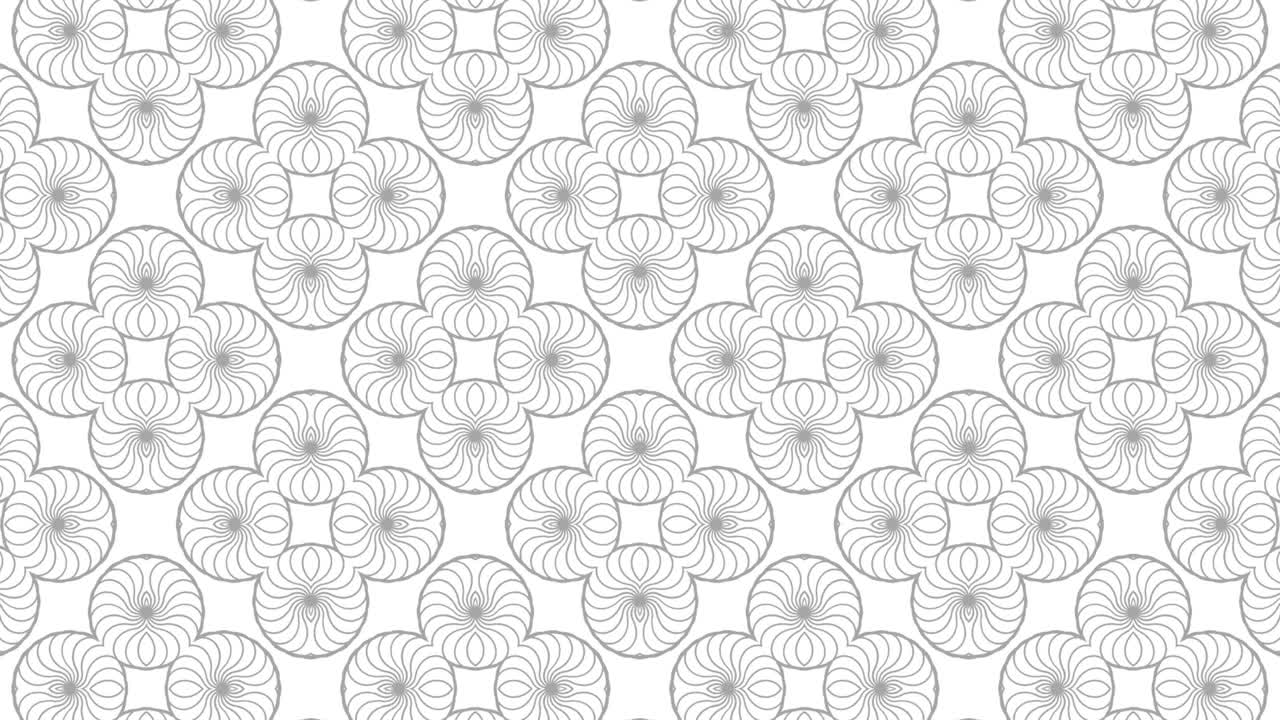 Graphic pattern in black and white with stroboscopic and hypnotic effect, while increasing in size and then reducing it.