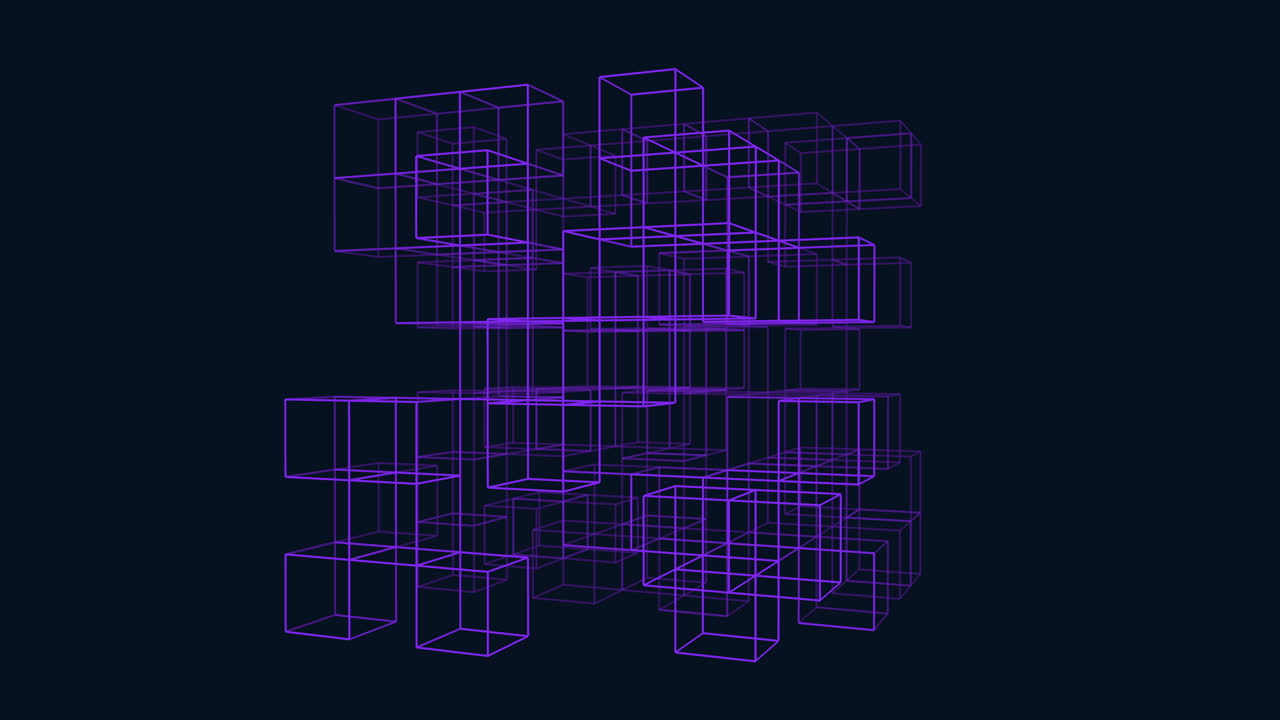 cosmos en cubos un fascinante modelo 3d de una galaxia en cubos púrpura y negra