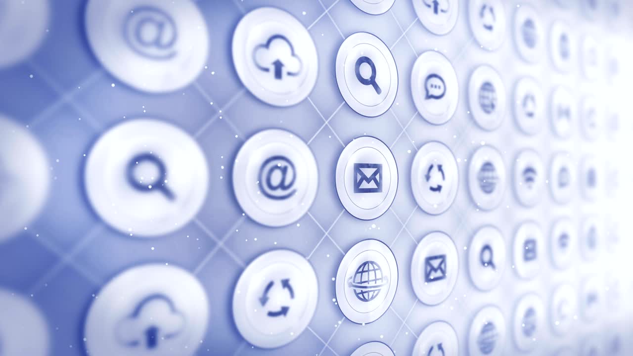 Set of Web Icons, Internet Communication Background, CG Loop Animation,