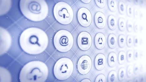 conjunto de iconos web, fondo de comunicación en internet, animación de bucle cg,
