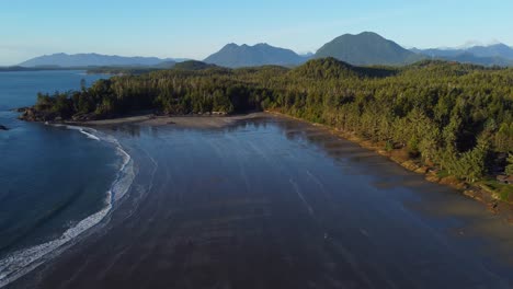 Tofino-Columbia-Británica-Canadá,-Disparado-Con-Un-Dron-En-La-Playa