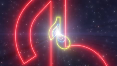 nota de música nota de octavo musical forma de quaver brillo luces de neón túnel - 4k sin costuras vj bucle de movimiento animación de fondo