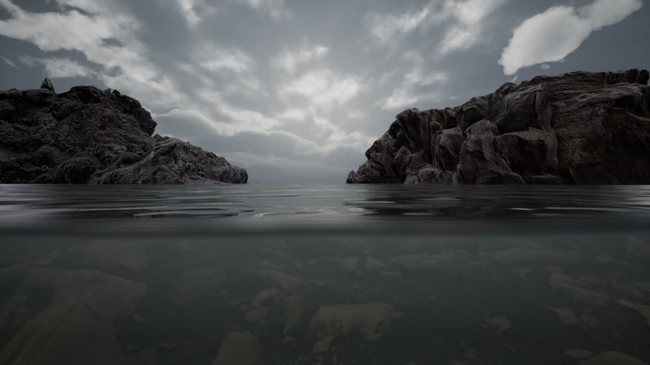 medio bajo el agua en el mar del norte con rocas