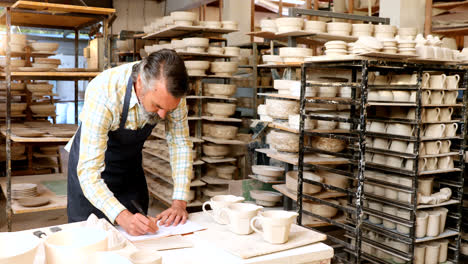 thoughtful male potter working at worktop 4k