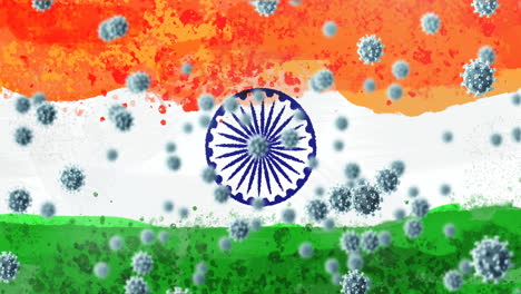 composition of covid 19 cells over indian flag