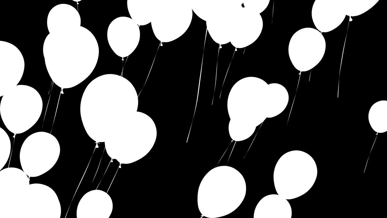 생일 풍선이  바탕에 날아갑니다.