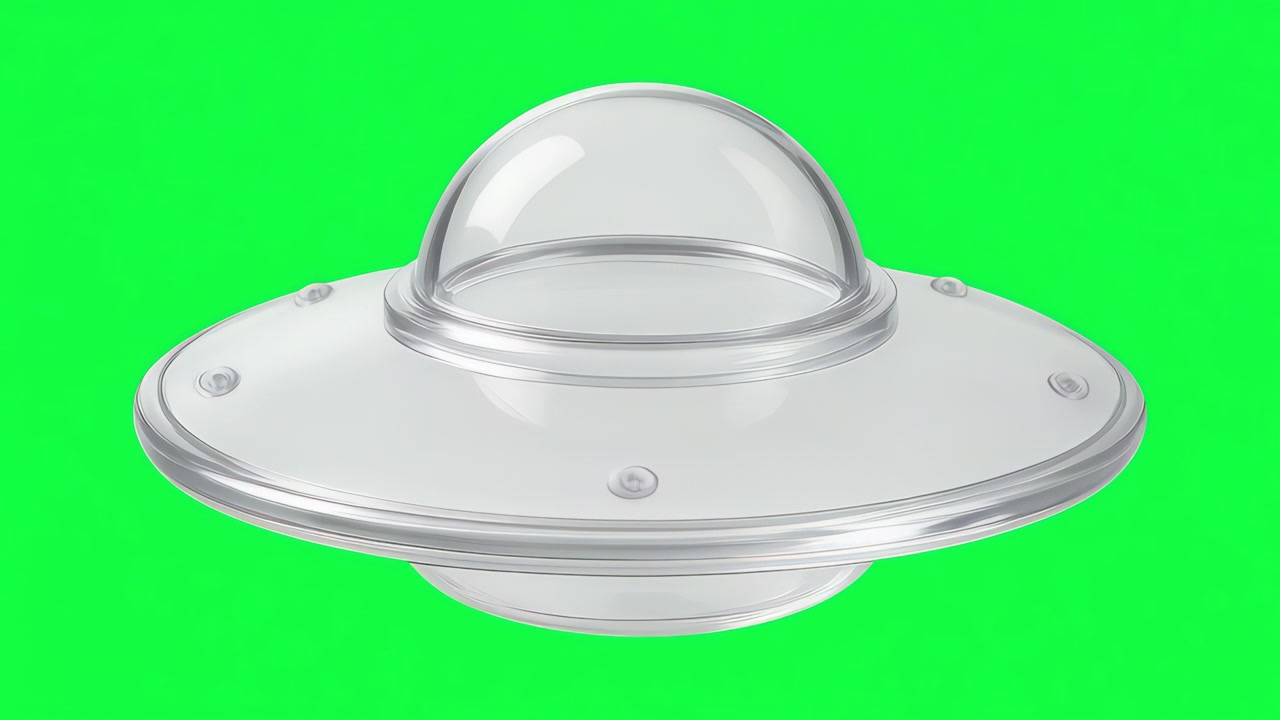 3D Render of a Futuristic UFO Spaceship on Green Screen