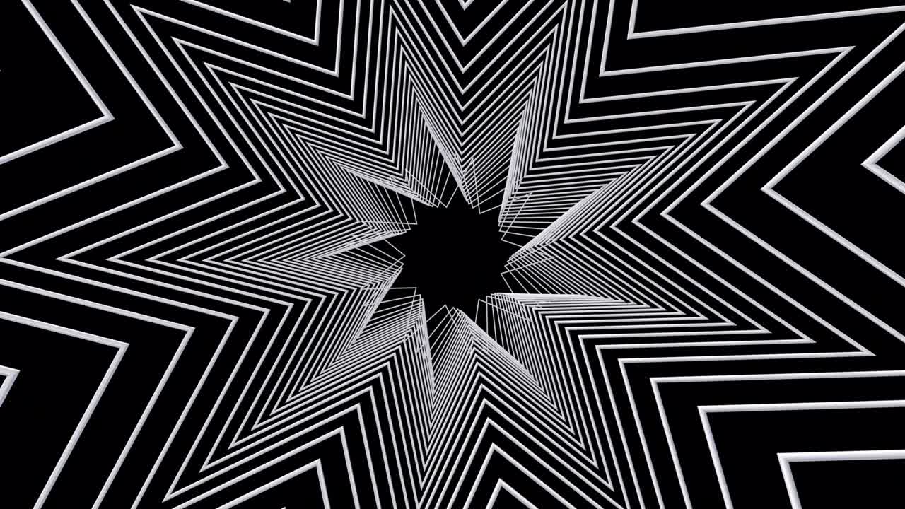 Group of white star shapes. Abstract animation, 3d render.