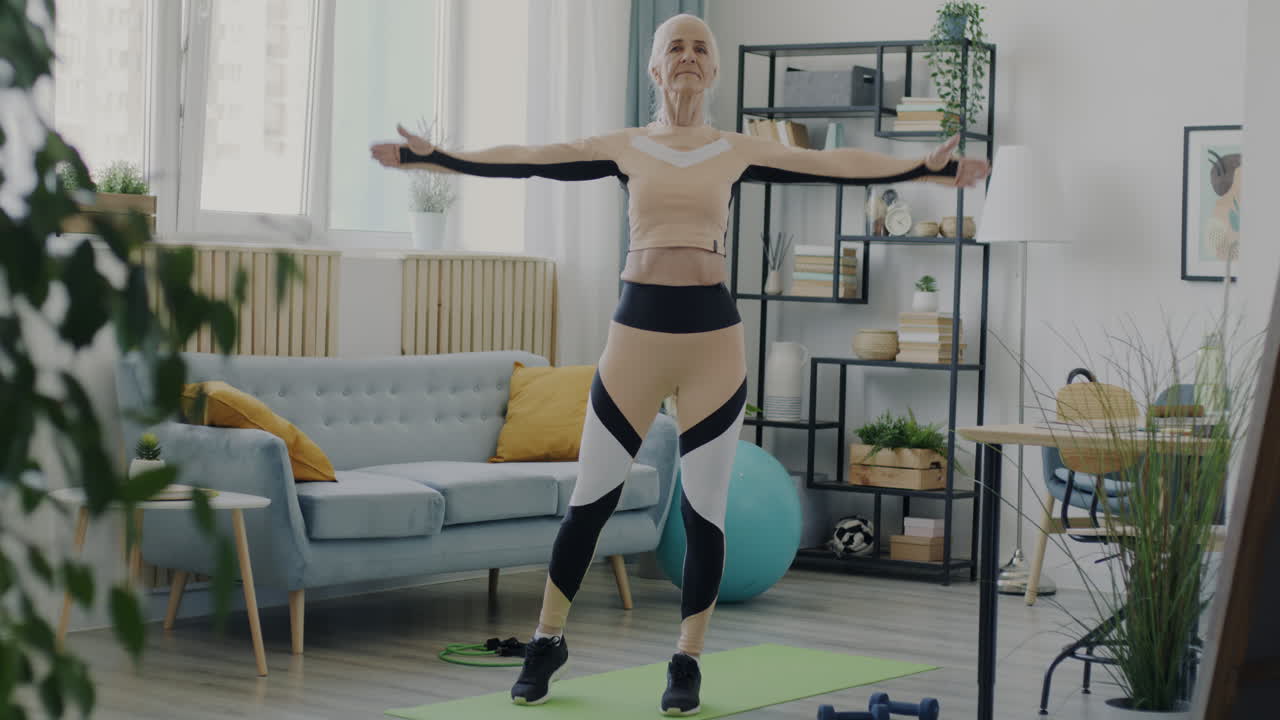 Elderly Woman Doing a Home Workout