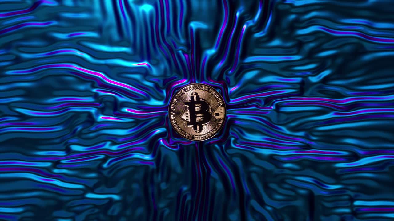 bitcoin en tela holográfica