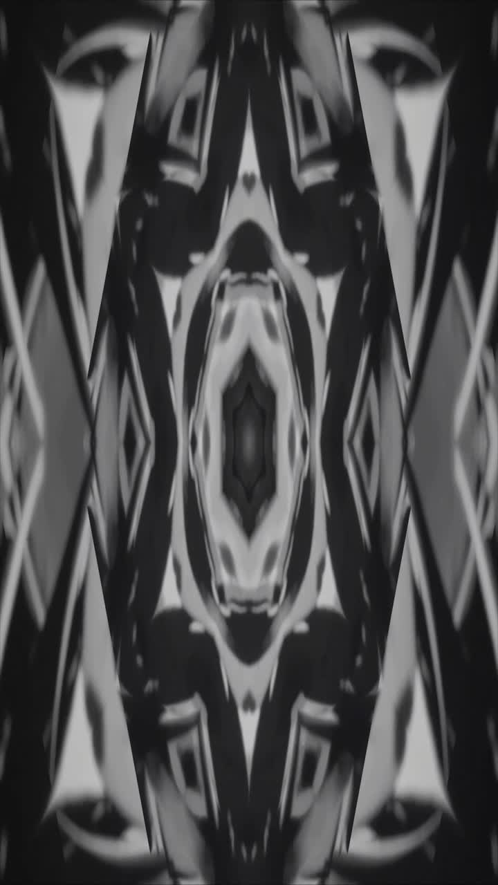 Putaran Pola Kaleidoskopik Hitam Putih Abstrak