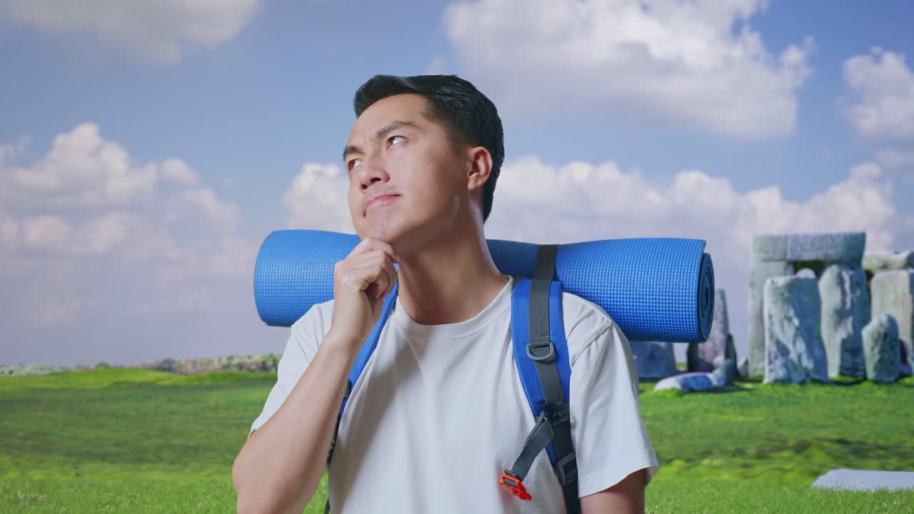 Man Hiking and Exploring