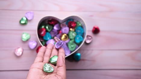 heart-shaped chocolates in a heart-shaped box