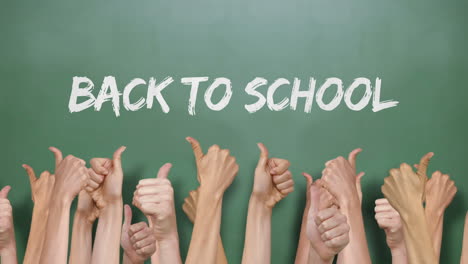 de vuelta a la escuela con muchos pulgares hacia arriba
