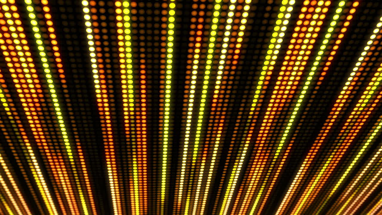 Bright glowing yellow diodes. Movement falling down festive illumination lines. Blurred electronic display. Shining stream. Looped motion graphics.