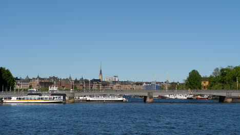 stockholm, sweden, summer cityscape view from waterfront, old city and blue baltic sea