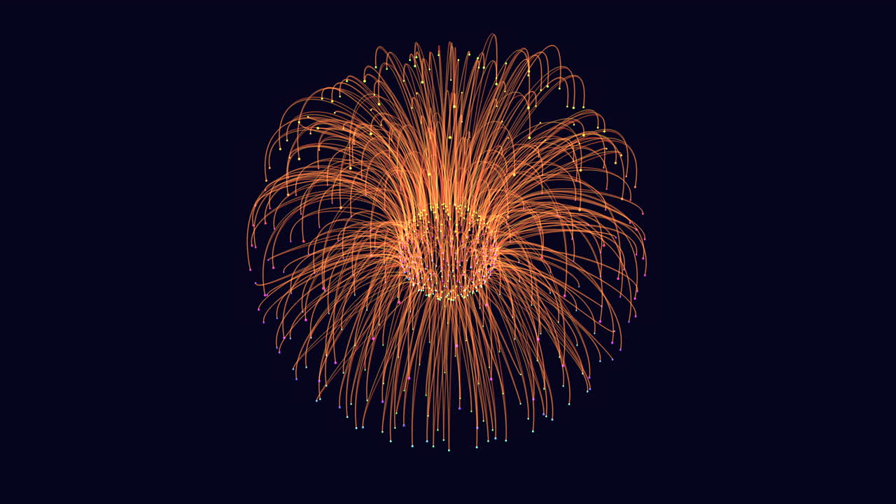 Explosive burst vibrant 3d firework illuminates the night sky