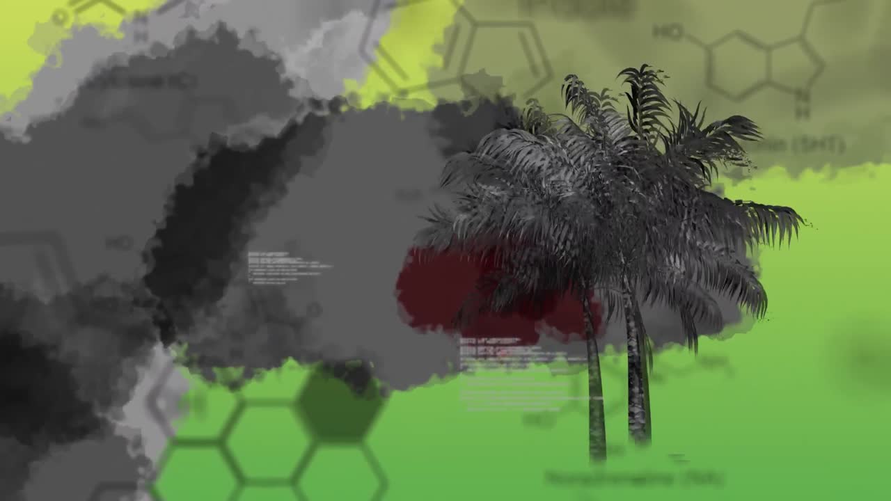 ⁇ 나무 와 화학적 구조 와 함께 퍼지는 수채화