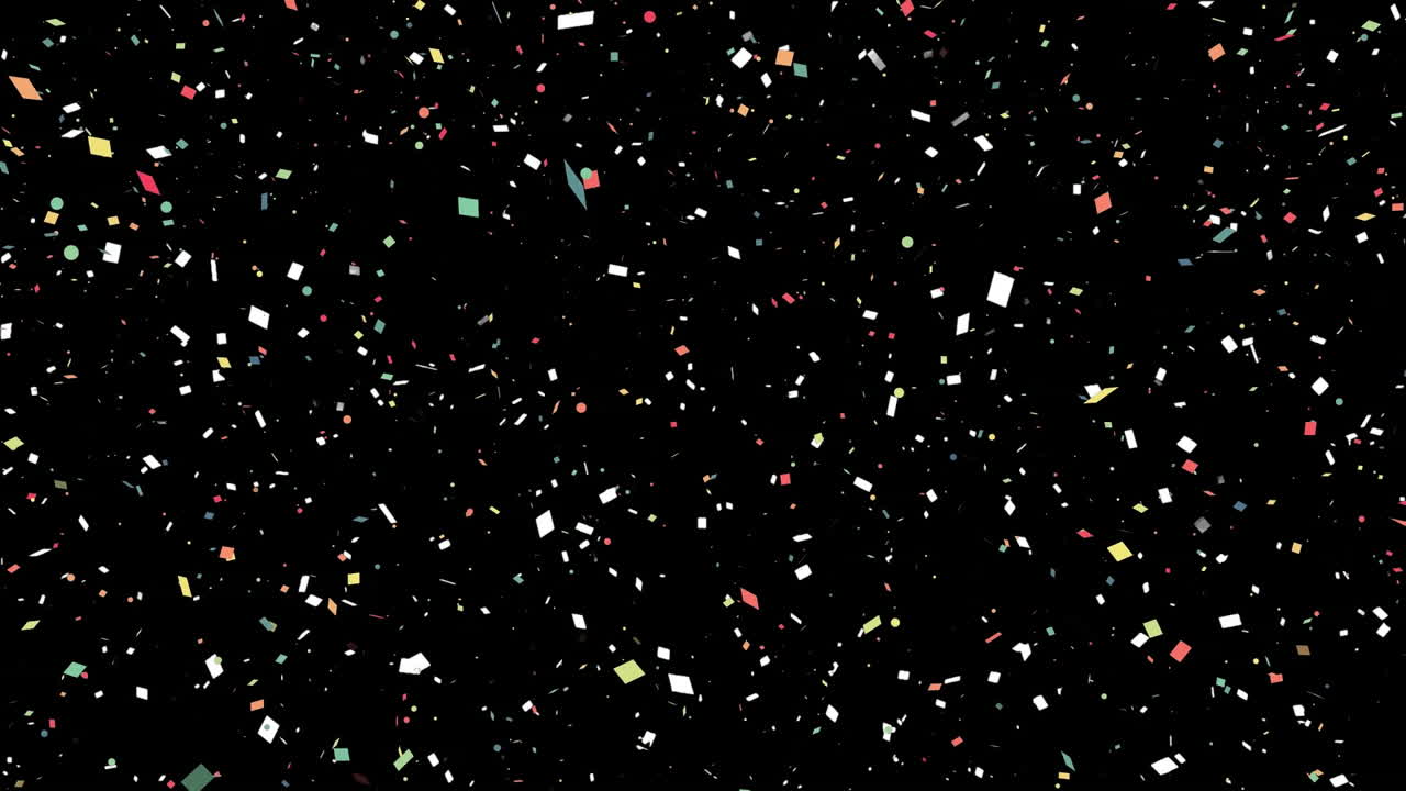Animazione di coriandoli multicolori che cadono su sfondo nero