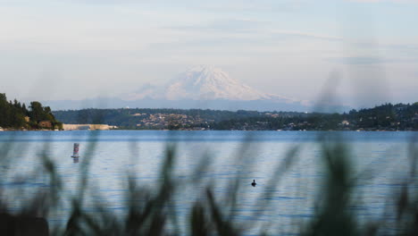 static shot across lake washington to mt