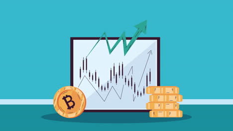 bitcoin with statistics infographic animation