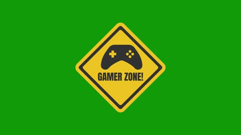 zona de juego - señal de tráfico 3d giratoria. animación de movimiento. pantalla verde
