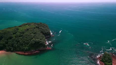 volando sobre islas a lo largo de la costa de whangamata
