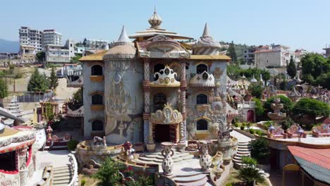 Unique-Structure-With-Artistic-Stone-Mosaics-At-Palace-Of-Dreams-In-Bakhoun,-Lebanon