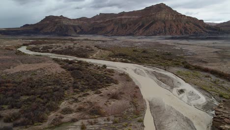 areal shot of floods in a desert, utah, usa