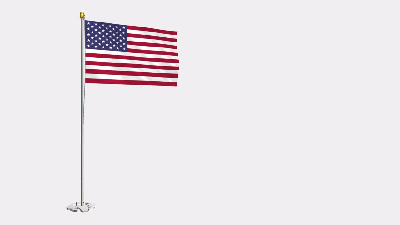 video de bucle de la bandera de los estados unidos revoloteando en el viento, video en cámara lenta de 4k, con canal alfa