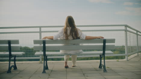 sad lonely woman on bench depressed