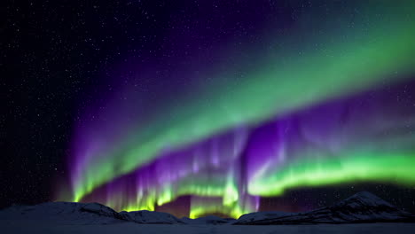 aurora borealis over snowy mountains