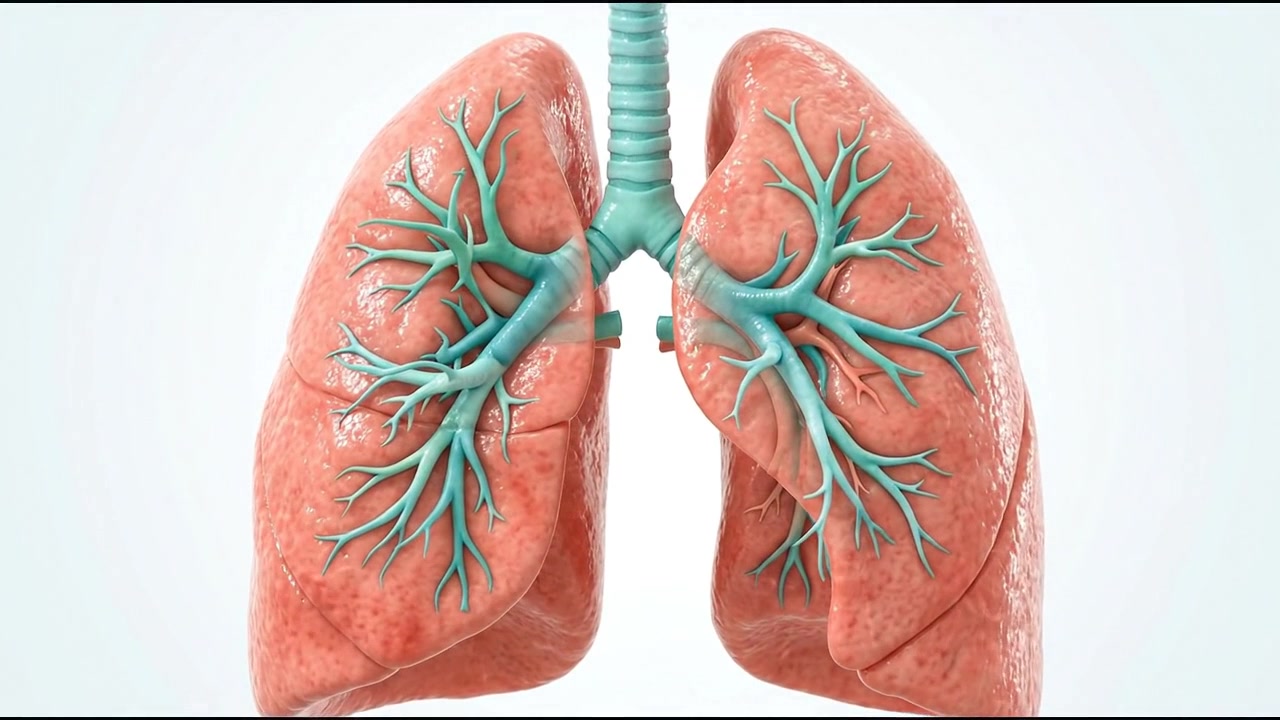 Animazione 3D di polmoni umani che respirano.